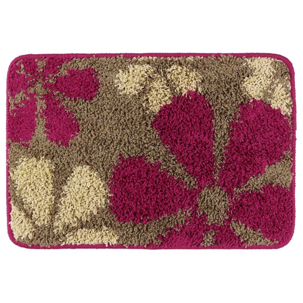 Washable Bath Carpet for Bathroom Floor, Tub 16" x 24" Red Yellow